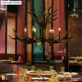 Rustic Resin Chandelier - Black Candle Pendant 6/8/10 Heads Perfect For Restaurants Hanging Ceiling