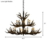 Rustic Resin Chandelier - Black Candle Pendant 6/8/10 Heads Perfect For Restaurants Hanging Ceiling