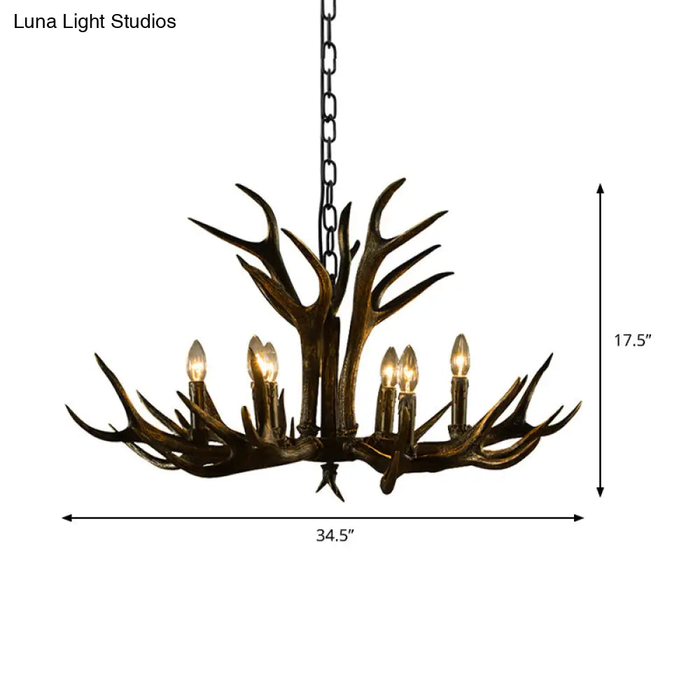 Rustic Resin Chandelier - Black Candle Pendant 6/8/10 Heads Perfect For Restaurants Hanging Ceiling