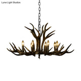 Rustic Resin Chandelier - Black Candle Pendant 6/8/10 Heads Perfect For Restaurants Hanging Ceiling