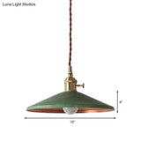 Rustic Saucer Shade Pendant Light With Adjustable Cord - Silver/Red/Blue