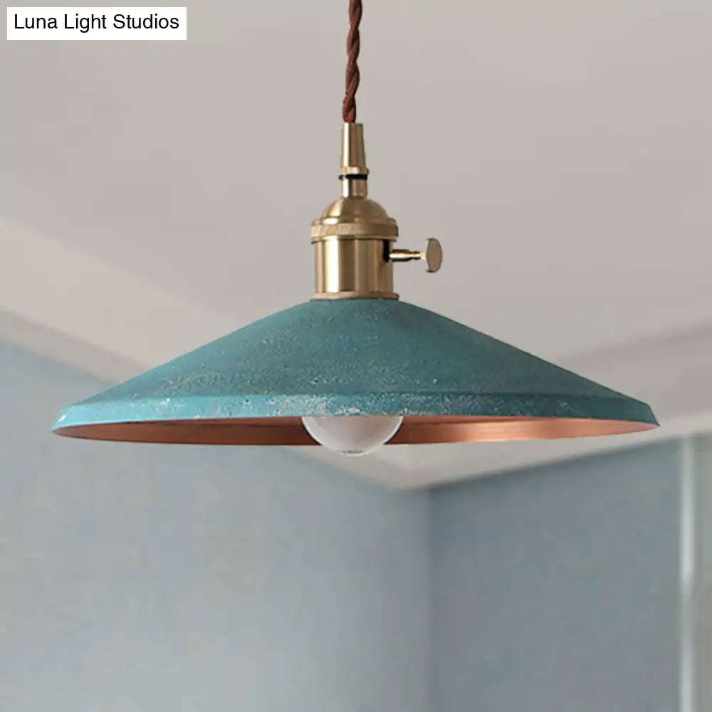 Rustic Saucer Shade Pendant Light With Adjustable Cord - Silver/Red/Blue