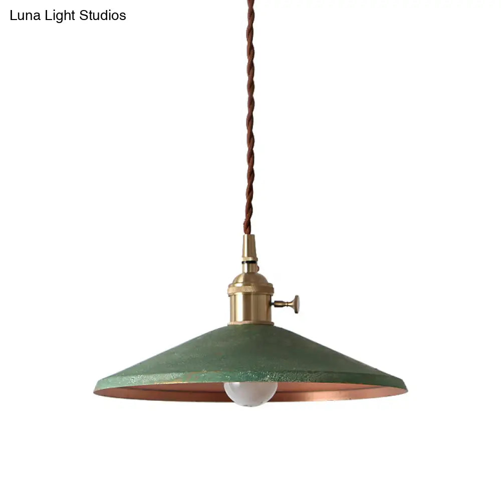 Rustic Saucer Shade Pendant Light With Adjustable Cord - Silver/Red/Blue