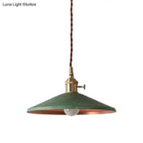 Rustic Saucer Shade Pendant Light With Adjustable Cord - Silver/Red/Blue