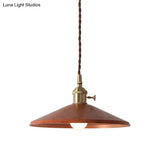 Rustic Saucer Shade Pendant Light With Adjustable Cord - Silver/Red/Blue