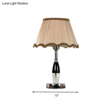 Rustic Scalloped Crystal Nightstand Lamp: Beige Light For Living Room
