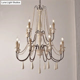 Rustic Scrolled Arm Pendant Light: Distressed Wood Chandelier For Living Room