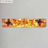 Rustic Shell Wall Light With Floral Butterfly Design - 2 Rectangle Lights