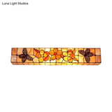 Rustic Shell Wall Light With Floral Butterfly Design - 2 Rectangle Lights