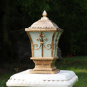 Rustic Square Pillar Lamp - 1-Light Frost Glass Post Lighting Fixture For Courtyard Bronze / 6 A