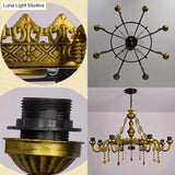 Rustic Stained Glass Cone Chandelier - Colorful Circle Pattern 11 Lights