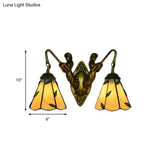 Rustic Stained Glass Sconce Lighting With Leaf Wall Mount - Perfect For Bedroom