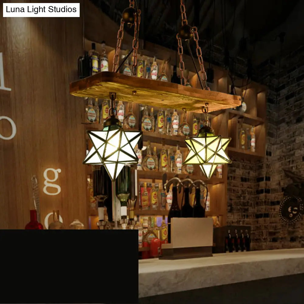 Rustic Star Chandelier With Colorful Glass Indoor Pendant Light (2/3 Lights) For Kitchen