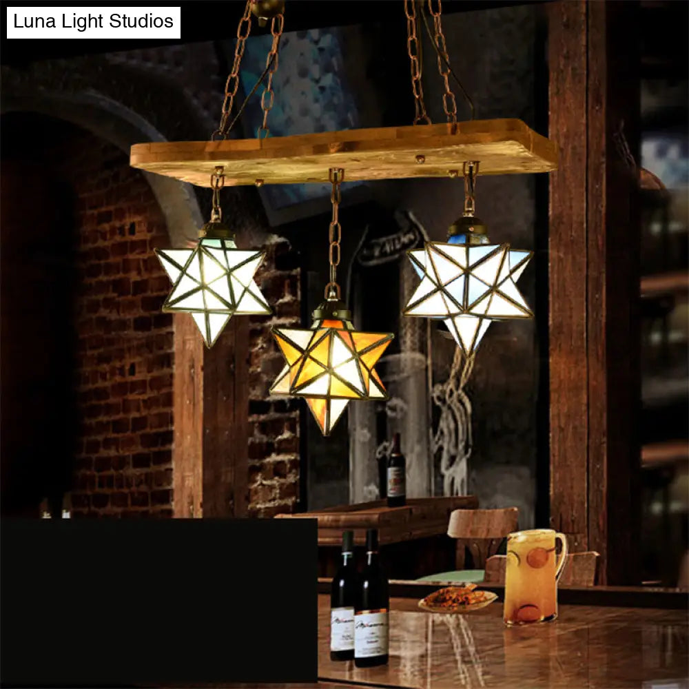 Rustic Star Chandelier With Colorful Glass Indoor Pendant Light (2/3 Lights) For Kitchen