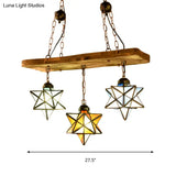 Rustic Star Chandelier With Colorful Glass Indoor Pendant Light (2/3 Lights) For Kitchen