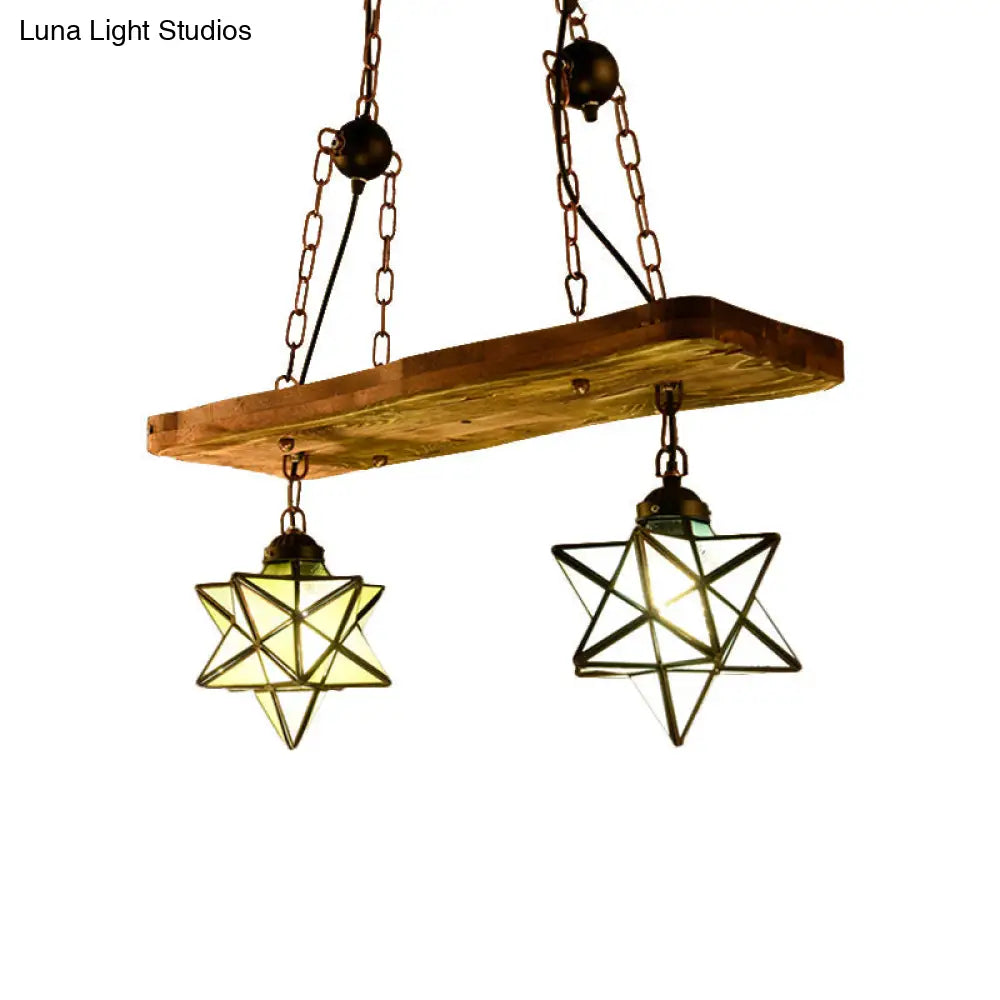 Rustic Star Chandelier With Colorful Glass Indoor Pendant Light (2/3 Lights) For Kitchen