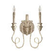 Rustic Stylish Wood Curvy Wall Mounted Lamp With 2 Lights - White/Brown/Distressed White Sconce