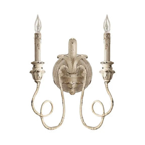 Rustic Stylish Wood Curvy Wall Mounted Lamp With 2 Lights - White/Brown/Distressed White Sconce
