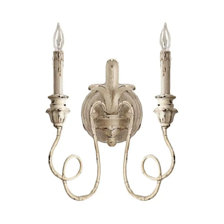 Rustic Stylish Wood Curvy Wall Mounted Lamp With 2 Lights - White/Brown/Distressed White Sconce