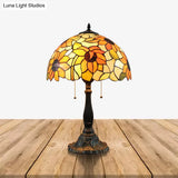 Rustic Sunflower Desk Light - 18 Inch | Stained Glass Orange 1-Head Lamp