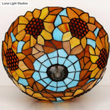 Rustic Sunflower Desk Light - 18 Inch | Stained Glass Orange 1-Head Lamp