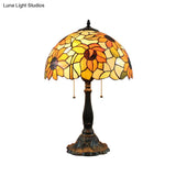 Rustic Sunflower Desk Light - 18 Inch | Stained Glass Orange 1-Head Lamp