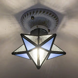 Rustic Tiffany Stained Glass Ceiling Light - Blue & Green Colors Perfect For Bedroom