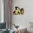 Rustic Tiffany Stained Glass Dome Sconce Wall Mount Light With 1 Brass Bulb