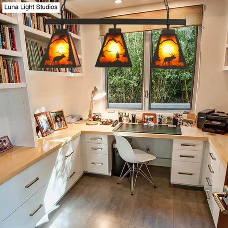 Rustic Trapezoid Metal Pendant Light - 3 Lights Ideal For Dining Room & Island Lighting