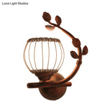 Rustic Wall Mounted Bedroom Lamp With Milky Glass Shade - Dark Wood Sconce Light (Right/Left)