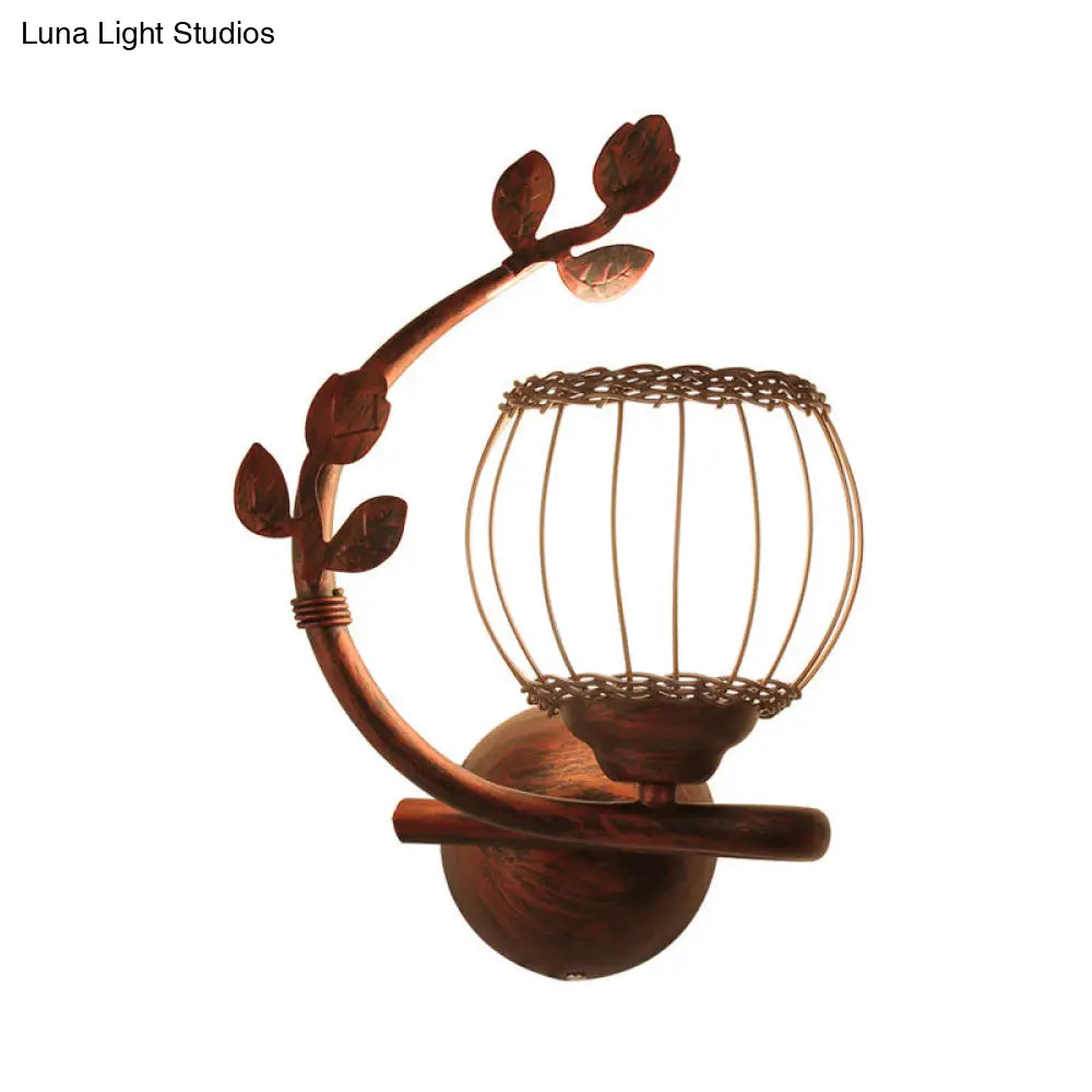 Rustic Wall Mounted Bedroom Lamp With Milky Glass Shade - Dark Wood Sconce Light (Right/Left)