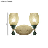 Rustic Wall Mounted Bedside Lamp With Oval Crackle Glass Shade - Rural Blue/Gold/Dark Blue Lighting