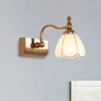 Rustic Wall Mounted Vanity Lamp: White Glass Brass Scalloped 1/2-Light With Curved Arm 1 /