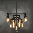 Rustic Water Pipe Iron Chandelier With 13 Lights In Black