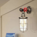 Rustic Water Pipe Iron Wall Sconce Lamp: Vintage 1-Light Fixture For Bathrooms (Aged Brass) Antique