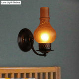 Rustic White/Amber Crackle Glass Wall Mounted Light Fixture With Bulb Vase Shade - Elegant Lighting