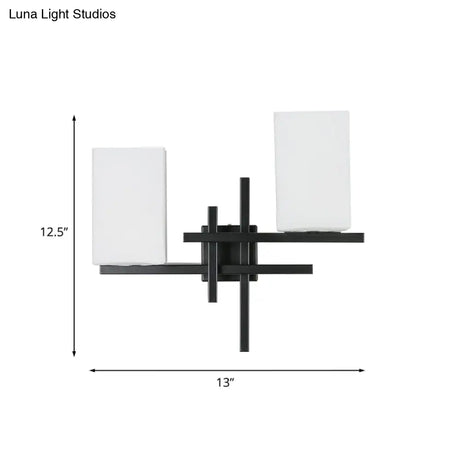 Rustic White/Clear Glass Wall Sconce With Straight Arm For Living Room