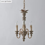 Rustic White Wooden Chandelier Pendant Light With Curved Arms And 3 Bulbs Ideal For Dining Rooms
