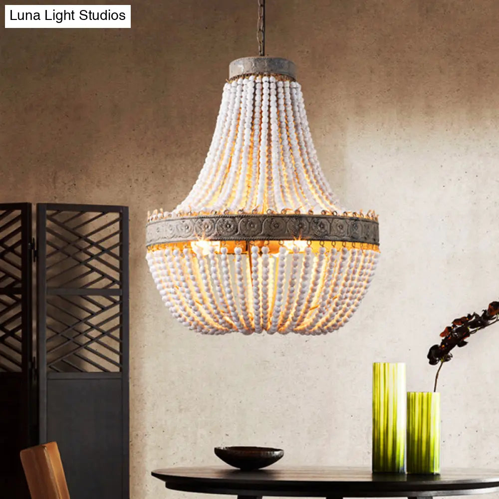 Rustic Wood Basket Pendant Lamp - Dining Room Suspension Lighting