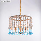 Rustic Wood Cascading Chandelier With 4 Bulbs - Ideal For Living Room