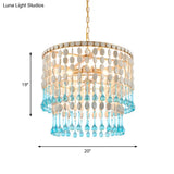 Rustic Wood Cascading Chandelier With 4 Bulbs - Ideal For Living Room