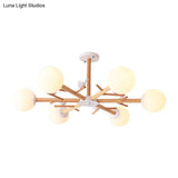 Rustic Wood Pendant Light With White Globe Shade And Bird Detail - Ideal For Dining Room