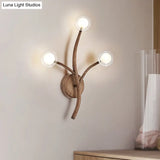 Rustic Wooden Wall Sconce Lighting With Clear Glass Shade - Farmhouse Style