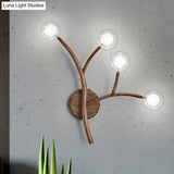 Rustic Wooden Wall Sconce Lighting With Clear Glass Shade - Farmhouse Style