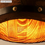 Rustic Wooden Wine Barrel Pendant Light - 1-Light Brown Suspension Lighting For Bistro