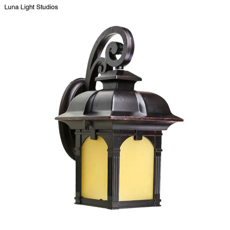 Rustic Yellow Glass Wall Sconce Light Fixture - Single Coffee Finish