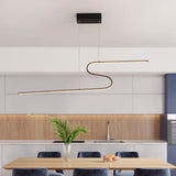 S-Shape Island Pendant Metal Ceiling Lamp In Warm/White Light - Modern Design Black / White