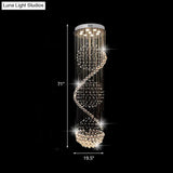Satin Nickel Spiral Crystal Ceiling Lamp - Modern 9 Bulbs Flush Mount Light Fixture For Elegant