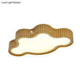 Scalloped Cloud Acrylic Kids Led Ceiling Light For Kindergarten - Brown Flush Mount Lamp