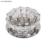 Scalloped Crystal Ceiling Light - Stainless Steel Led Flush - Mount Fixture